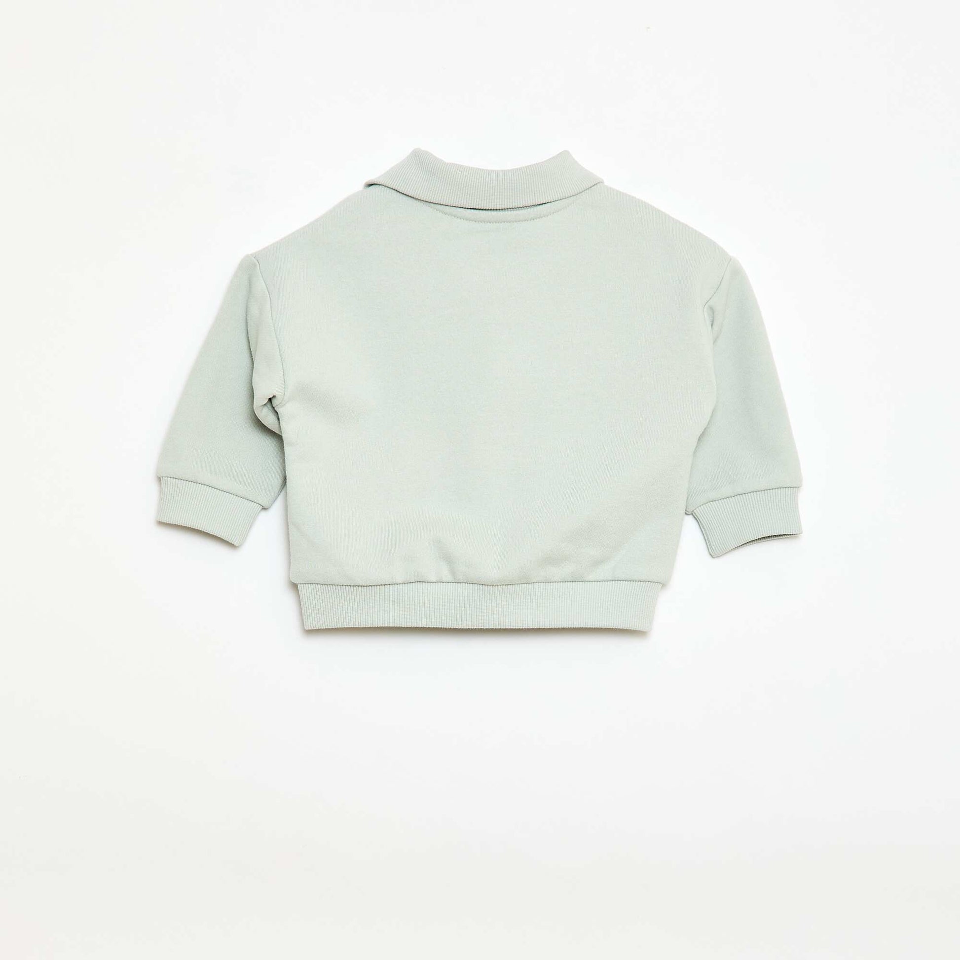 Sweat-shirt à manches longues col polo BLEU