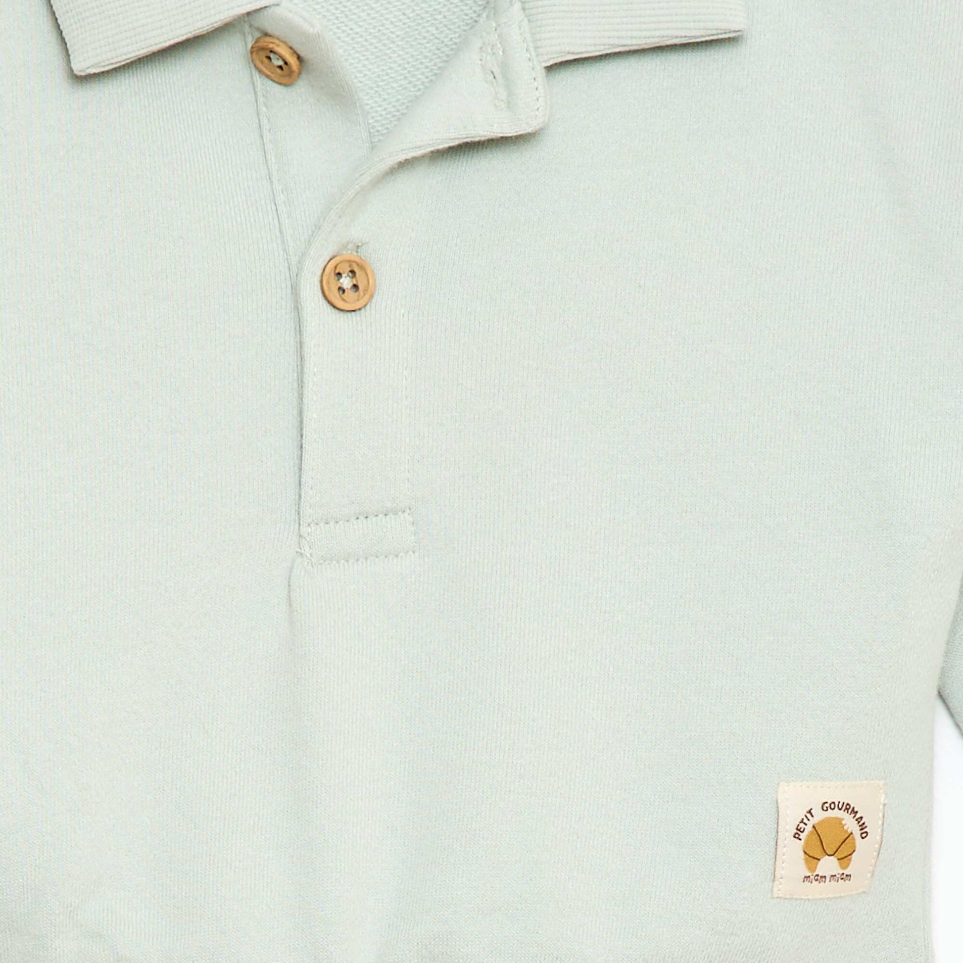 Sweat-shirt à manches longues col polo BLEU