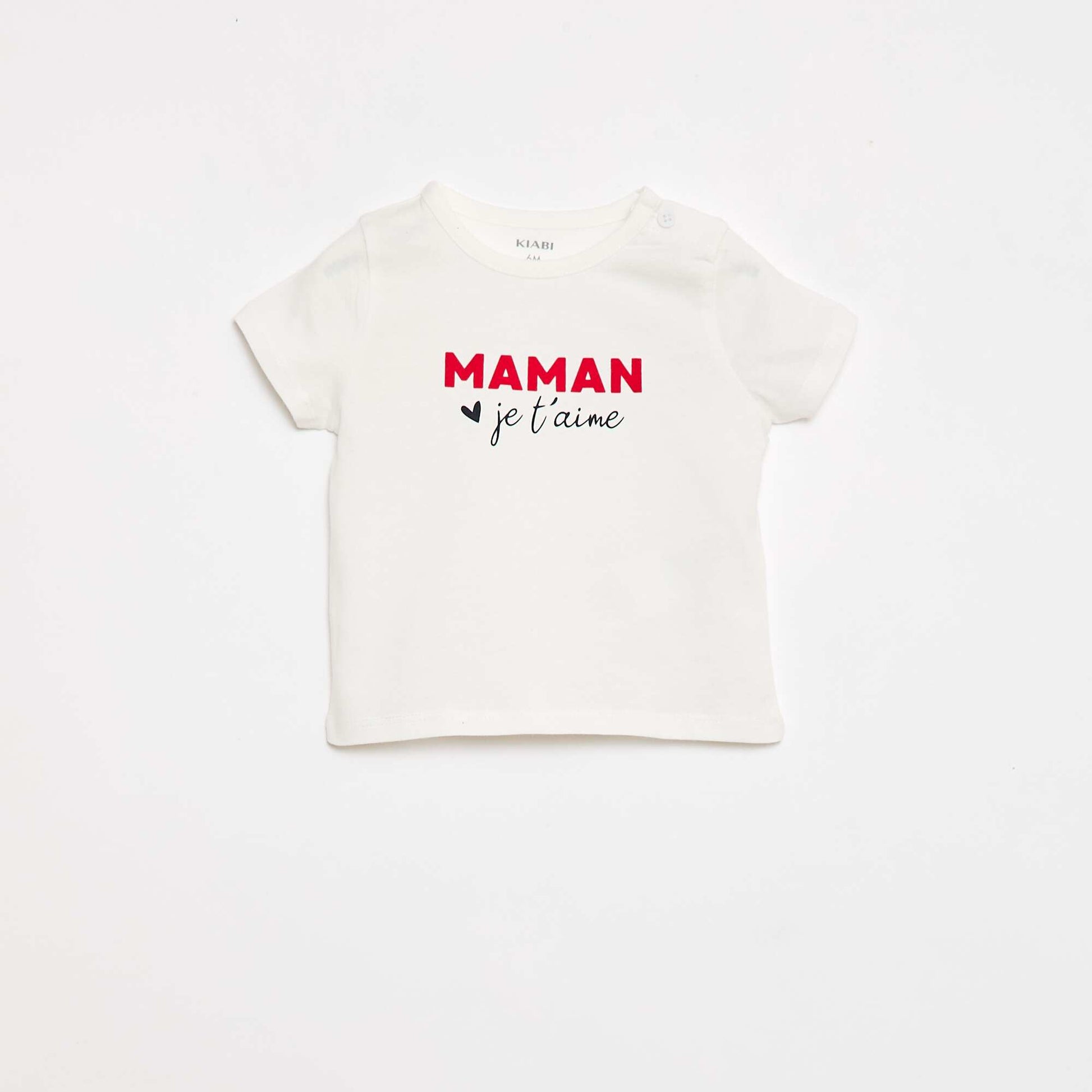 T-shirt à manches courtes avec imprimé 'Maman' BLANC