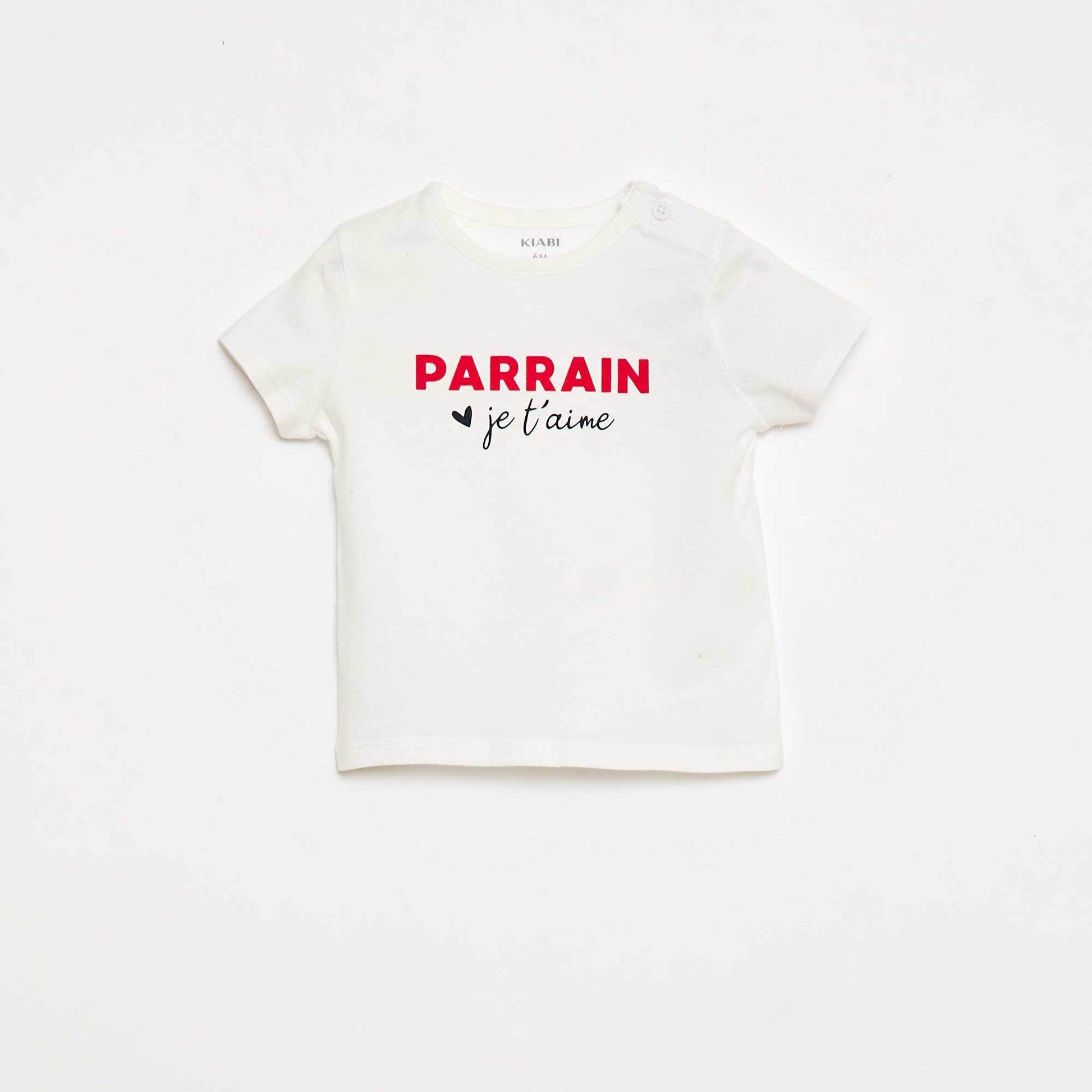 T-shirt à manches courtes avec imprimé 'Parrain' BLANC
