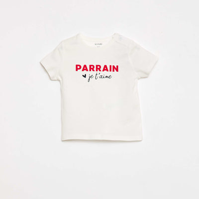 T-shirt à manches courtes avec imprimé 'Parrain' BLANC