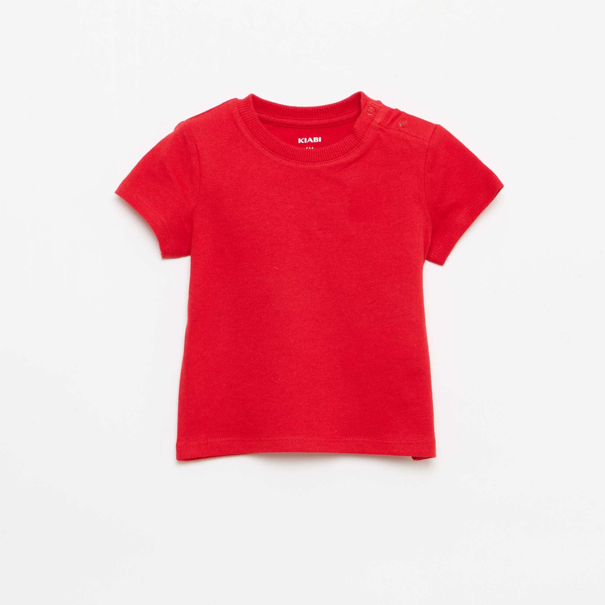 T-shirt uni en jersey coton ROUGE