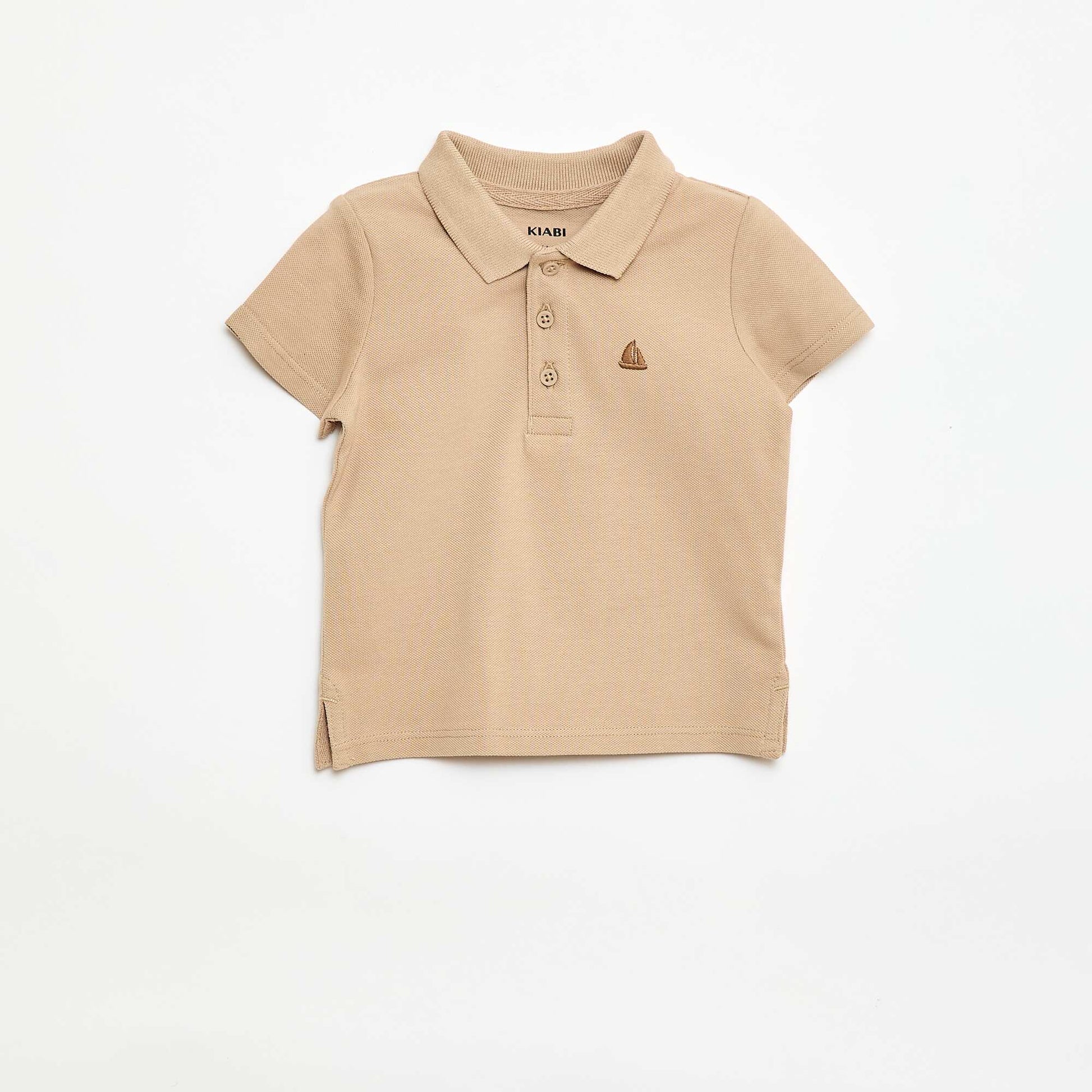 Polo en coton piqué à manches courtes BEIGE