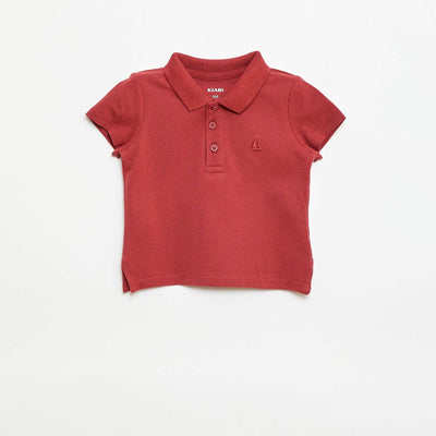 Polo en coton piqué à manches courtes MARRON