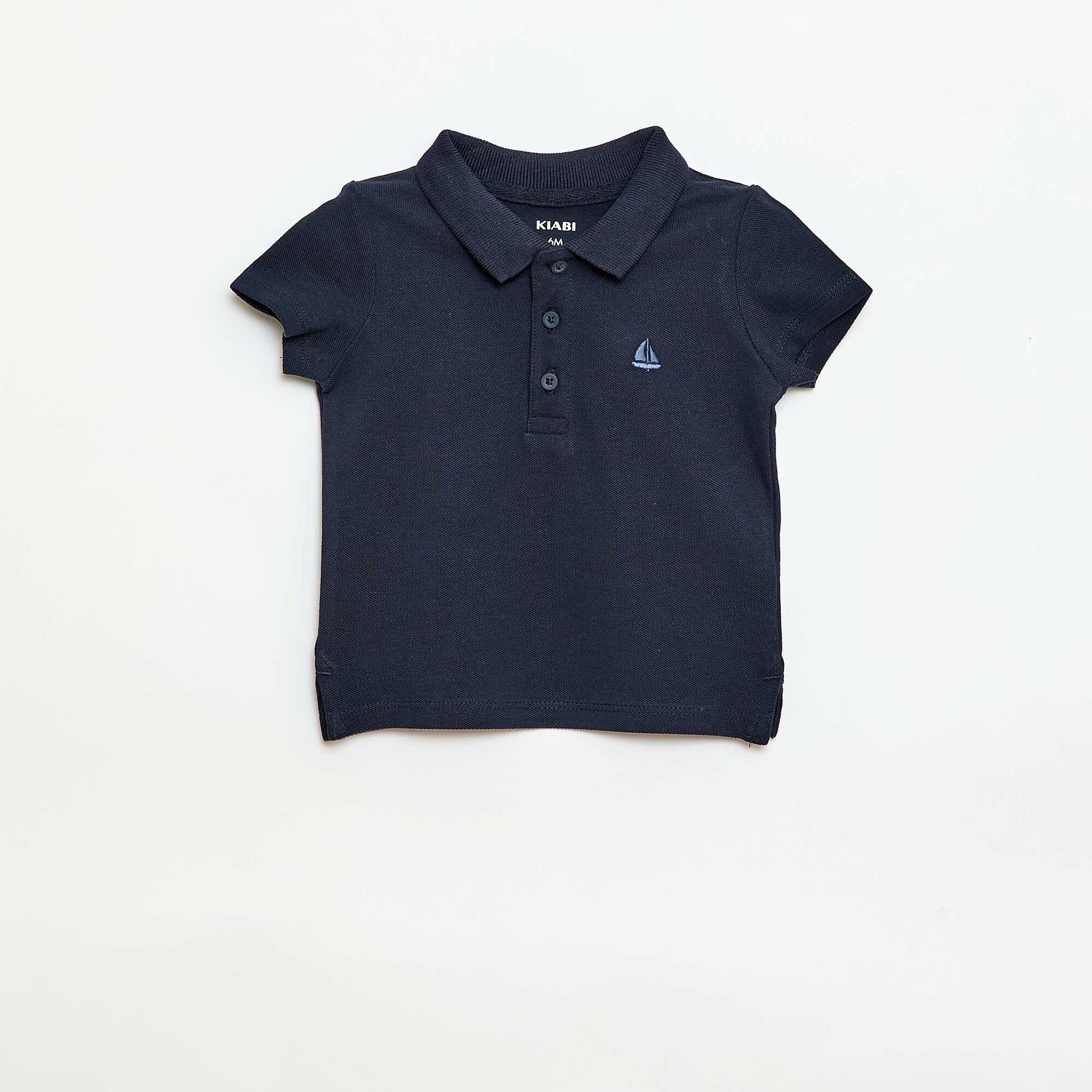 Polo en coton piqué à manches courtes BLEU