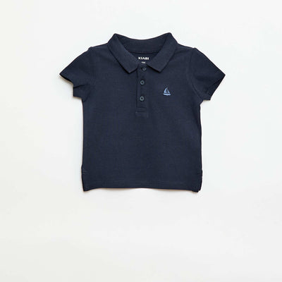 Polo en coton piqué à manches courtes BLEU