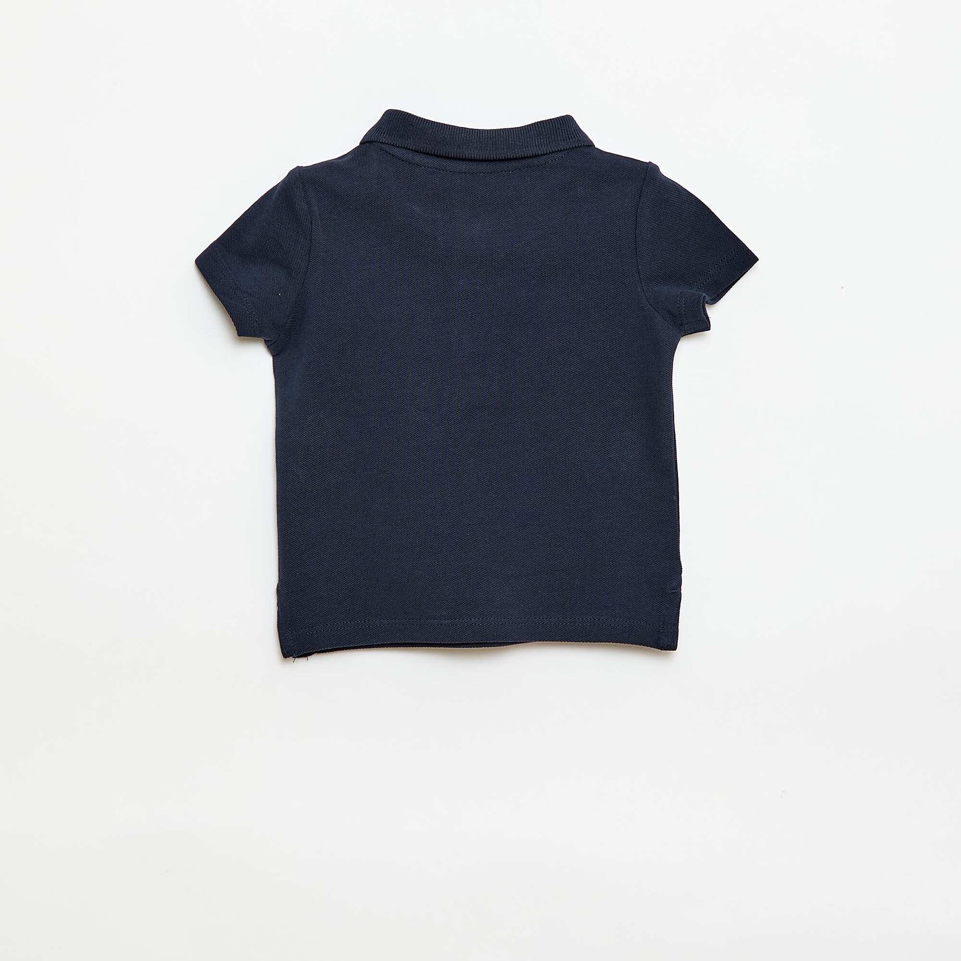 Polo en coton piqué à manches courtes BLEU