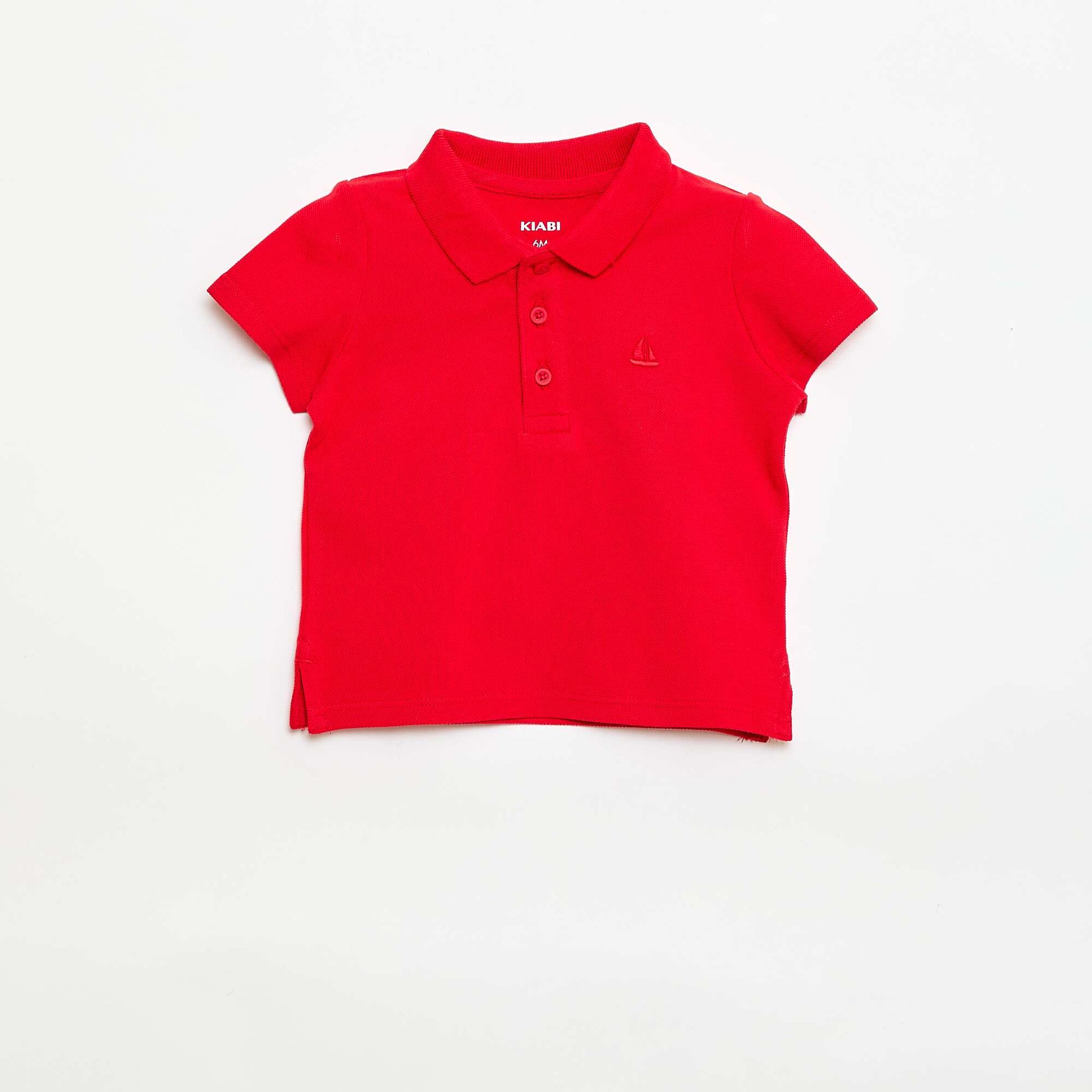 Polo en coton piqué à manches courtes ROUGE