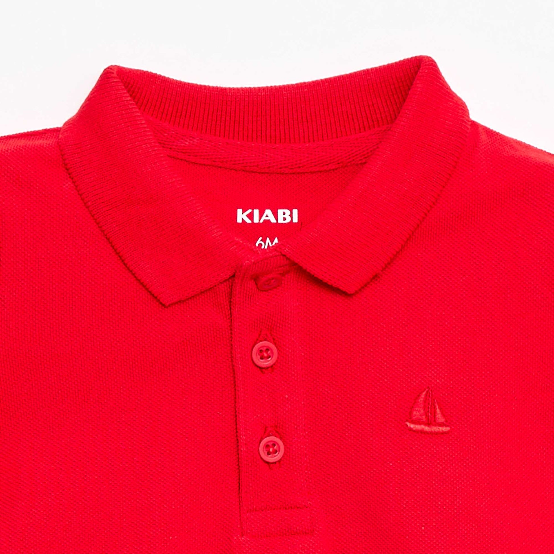 Polo en coton piqué à manches courtes ROUGE
