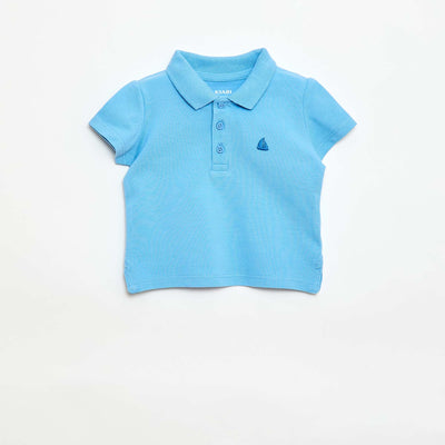 Polo en coton piqué à manches courtes BLEU