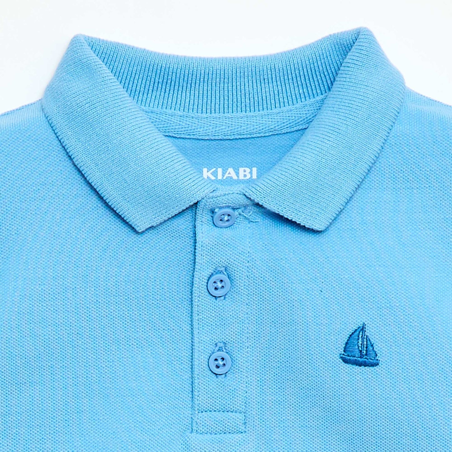 Polo en coton piqué à manches courtes BLEU
