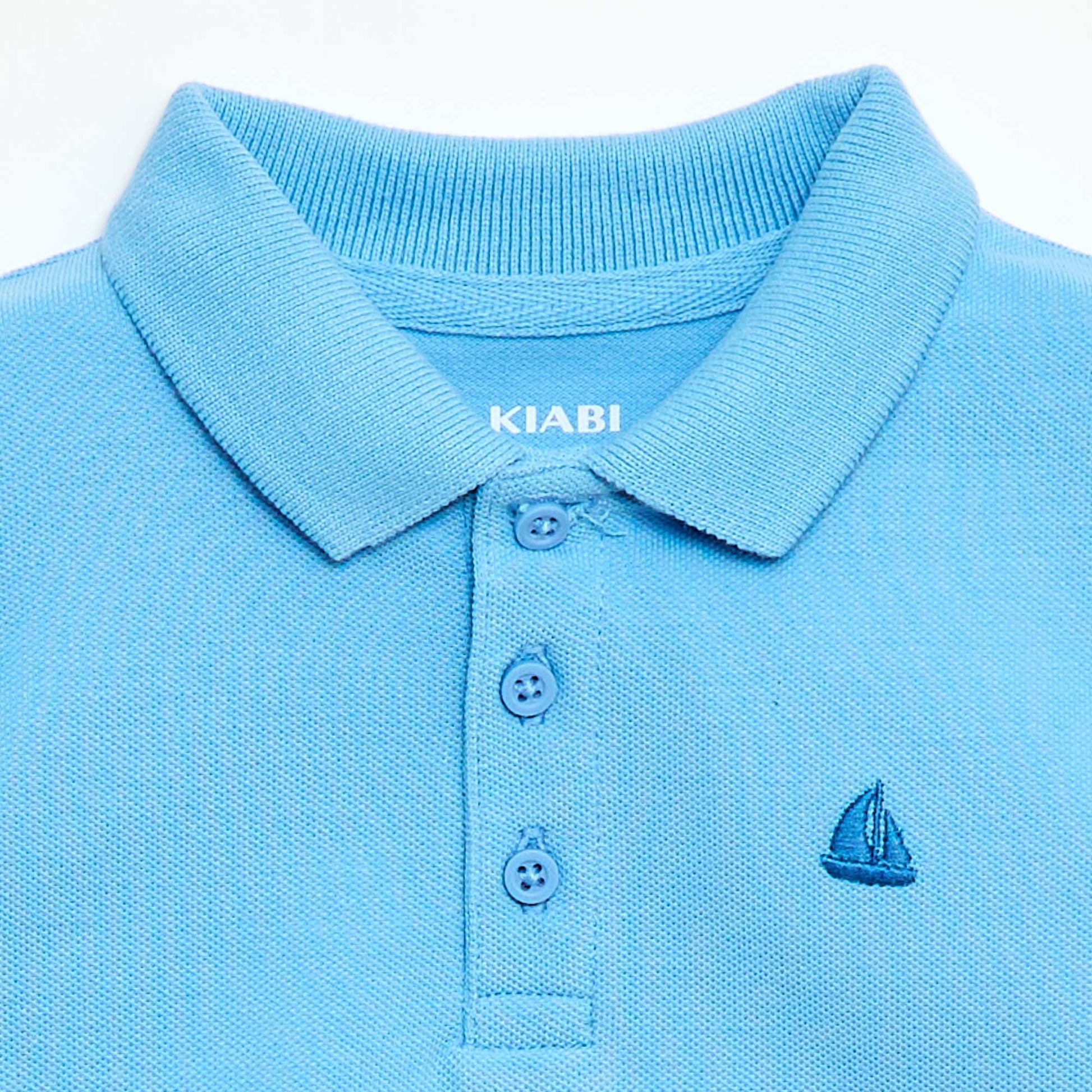 Polo en coton piqué à manches courtes BLEU