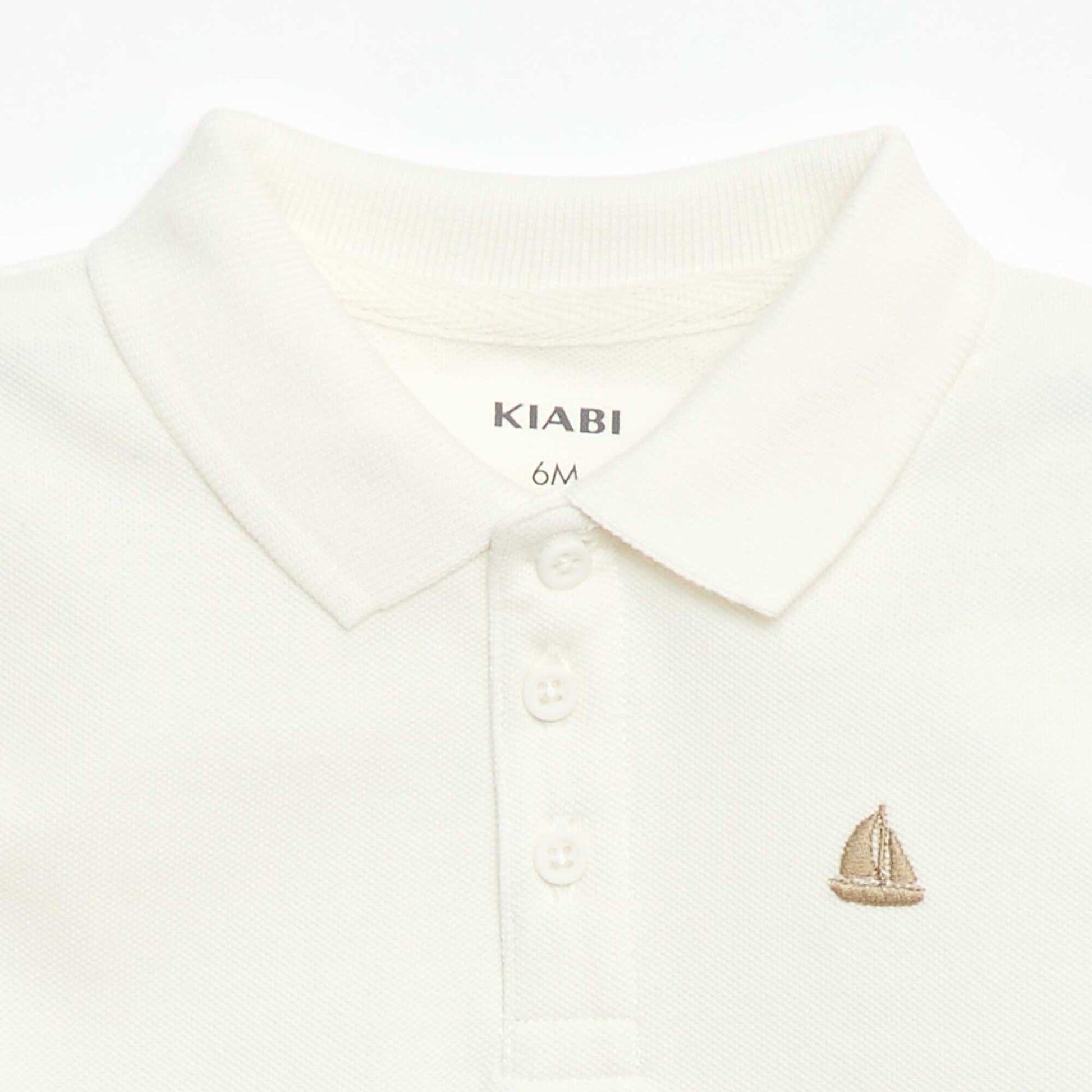 Polo en coton piqué à manches courtes BLANC