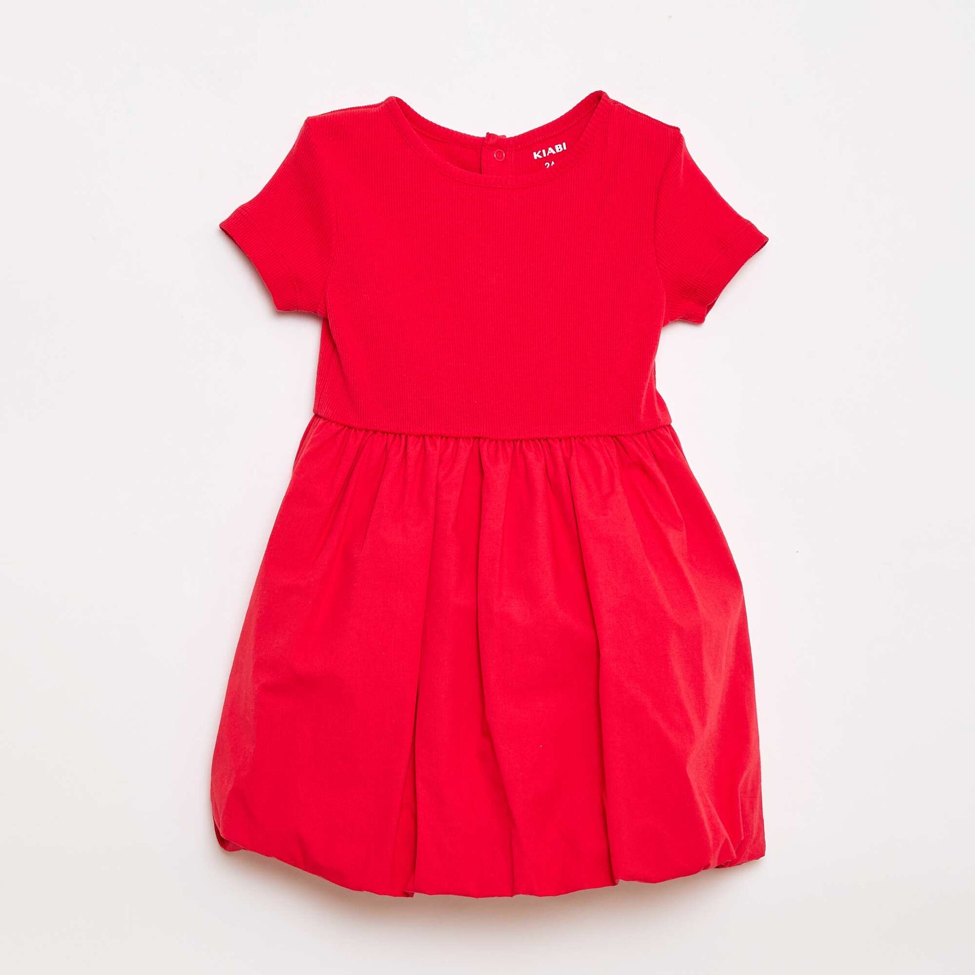 Robe à manches courtes forme boule ROUGE