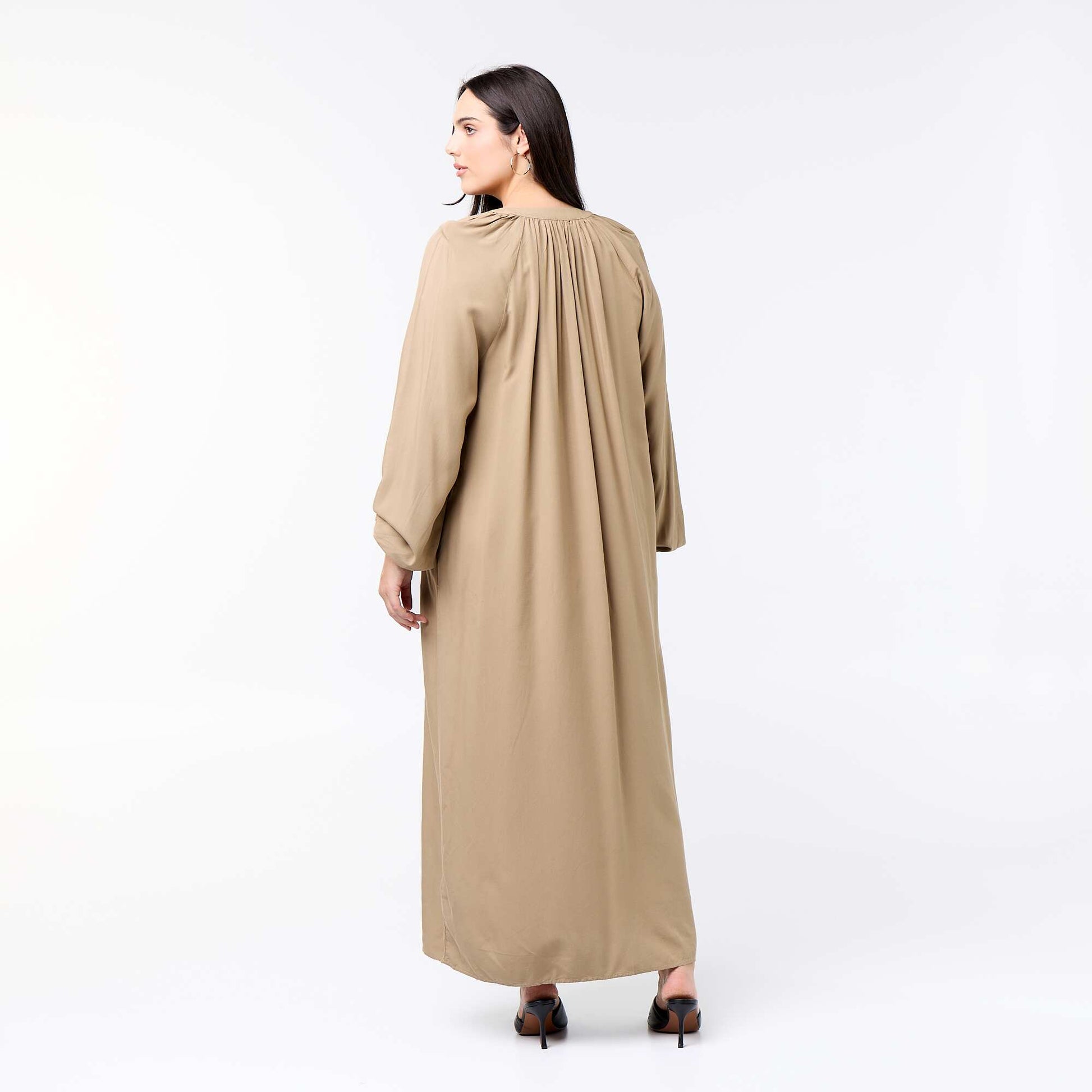 Robe longue à manches longue et col tunisien KAKI