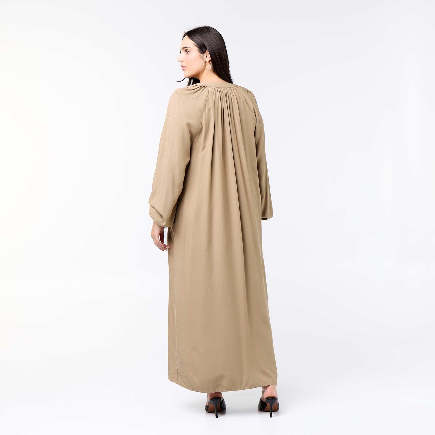 Robe longue à manches longue et col tunisien KAKI