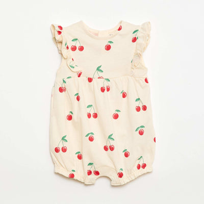 Barboteuse imprimée en jersey de coton BLANC