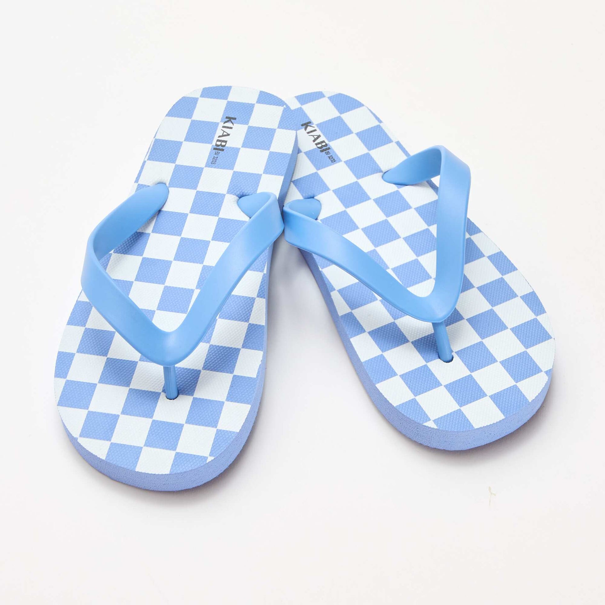 Tongs imprimé damier BLEU