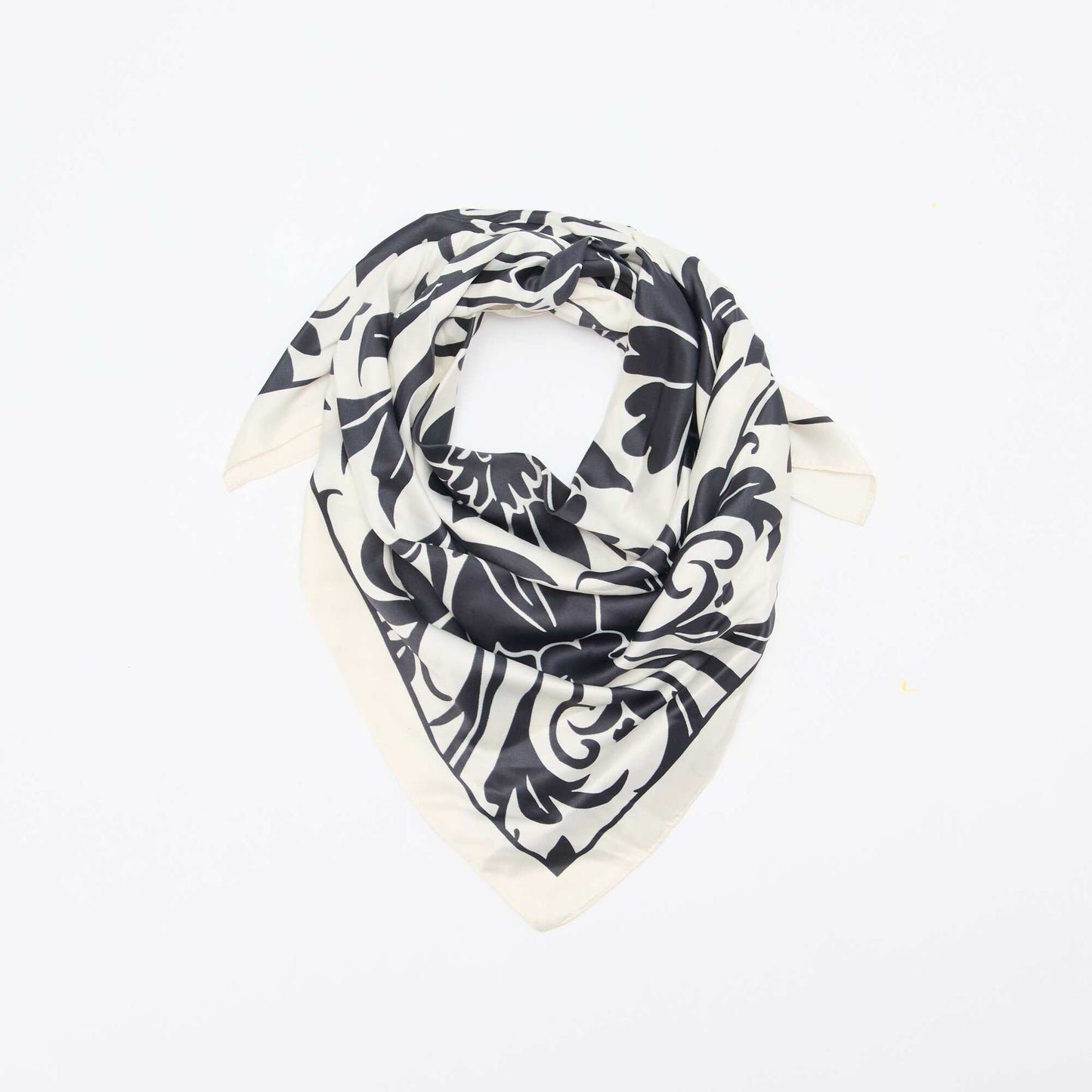 Foulard en satin fantaisie (65x65 cm) NOIR