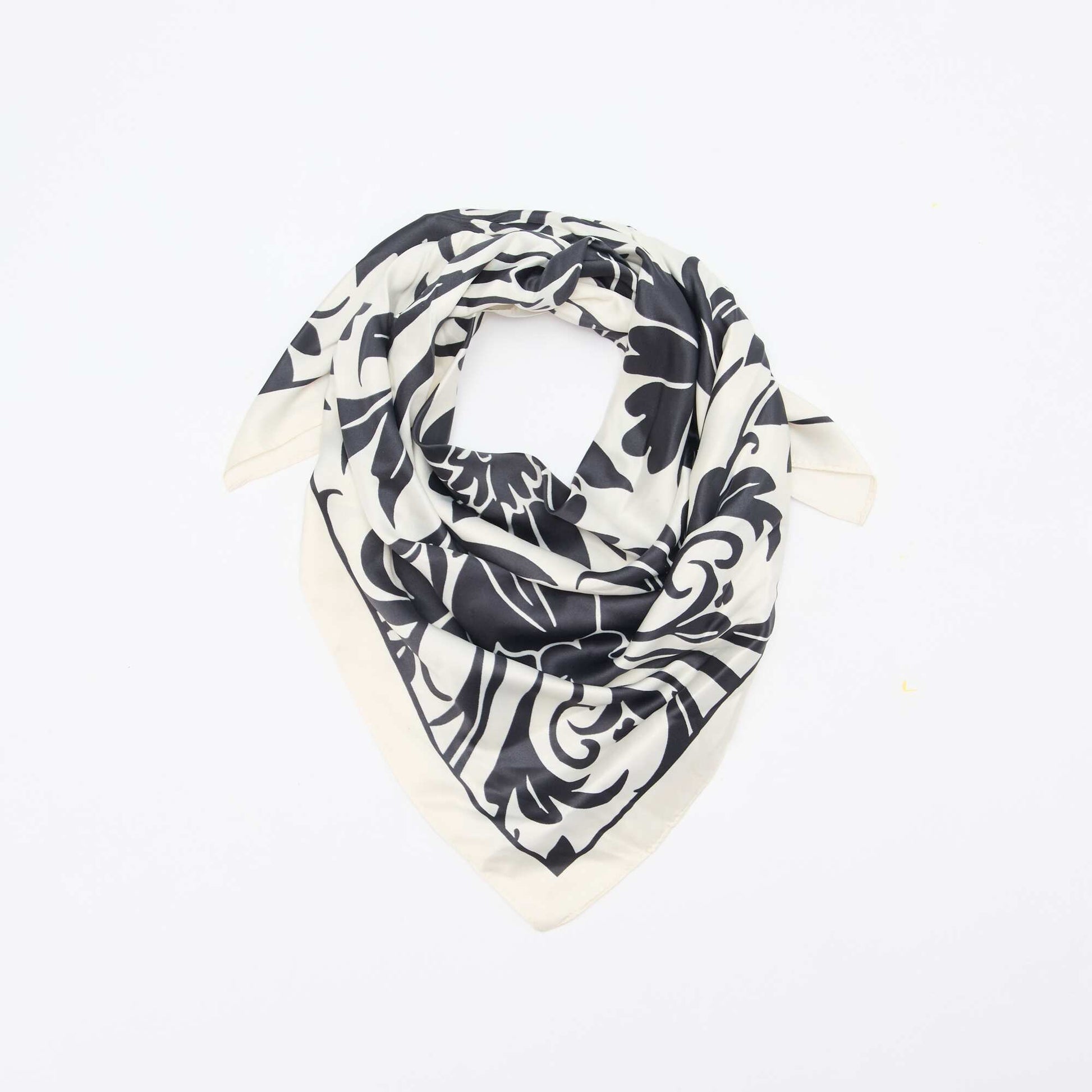 Foulard en satin fantaisie (65x65 cm) NOIR