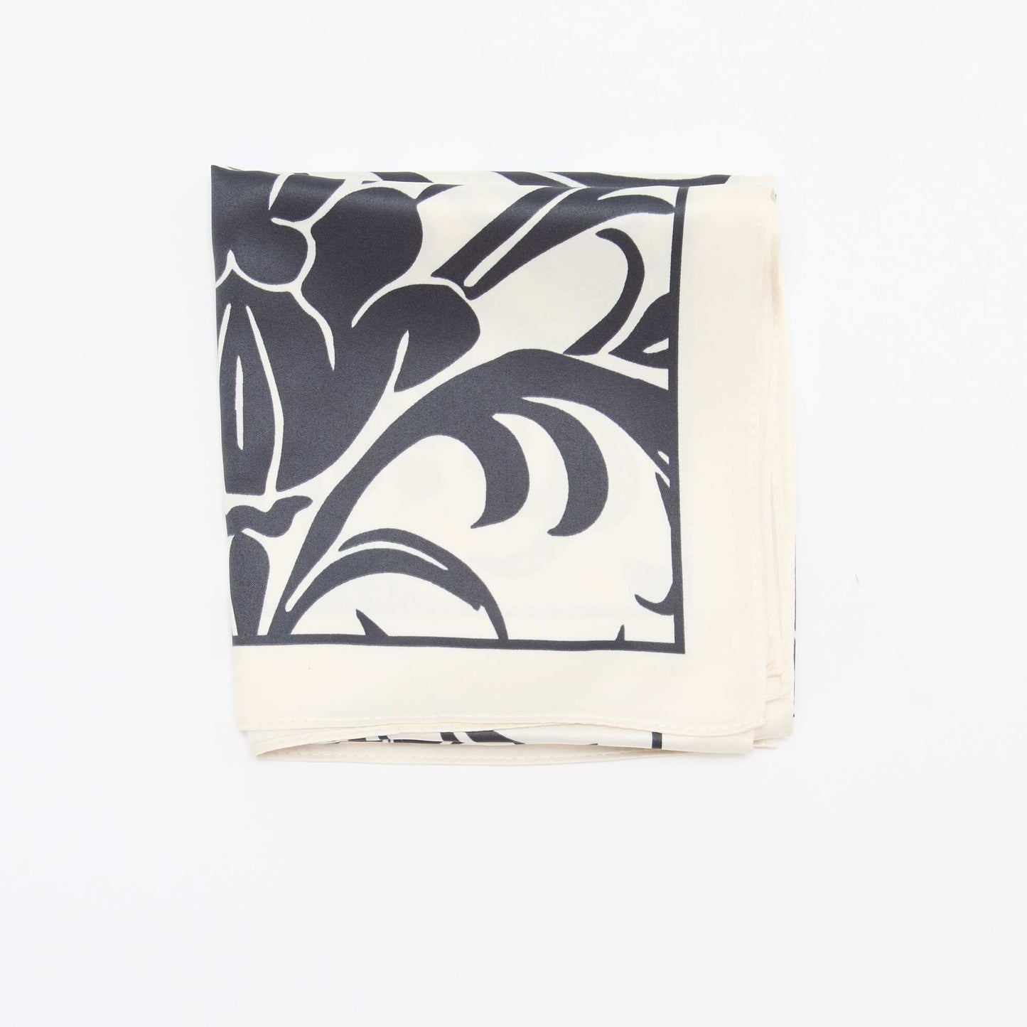 Foulard en satin fantaisie (65x65 cm) NOIR