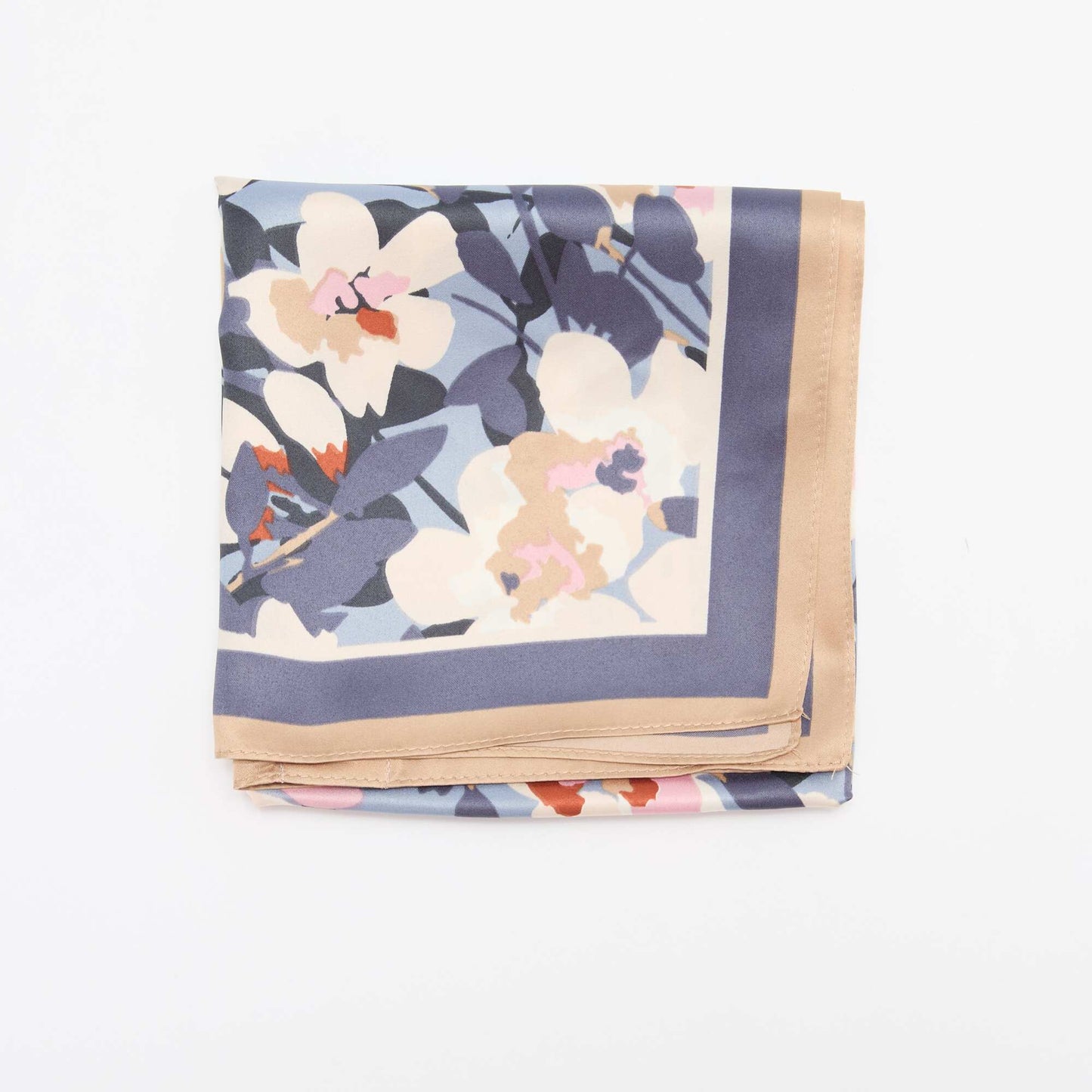 Foulard en satin fantaisie (65x65 cm) ROSE/BLEU