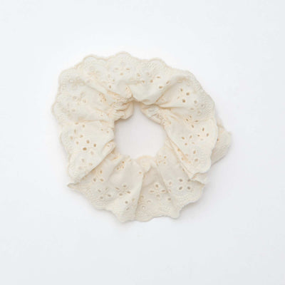 Lot de 2 chouchous en broderies anglaises BLANC