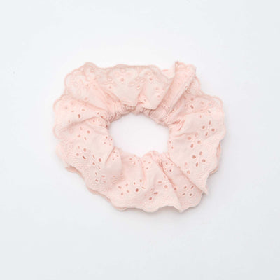 Lot de 2 chouchous en broderies anglaises ROSE
