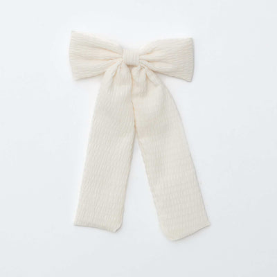Lot de 3 pinces croco avec nœud fantaisie et ruban BLANC