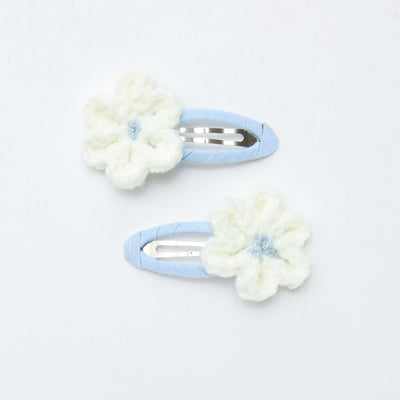 Lot de 2 pinces clic clac en macramé BLANC