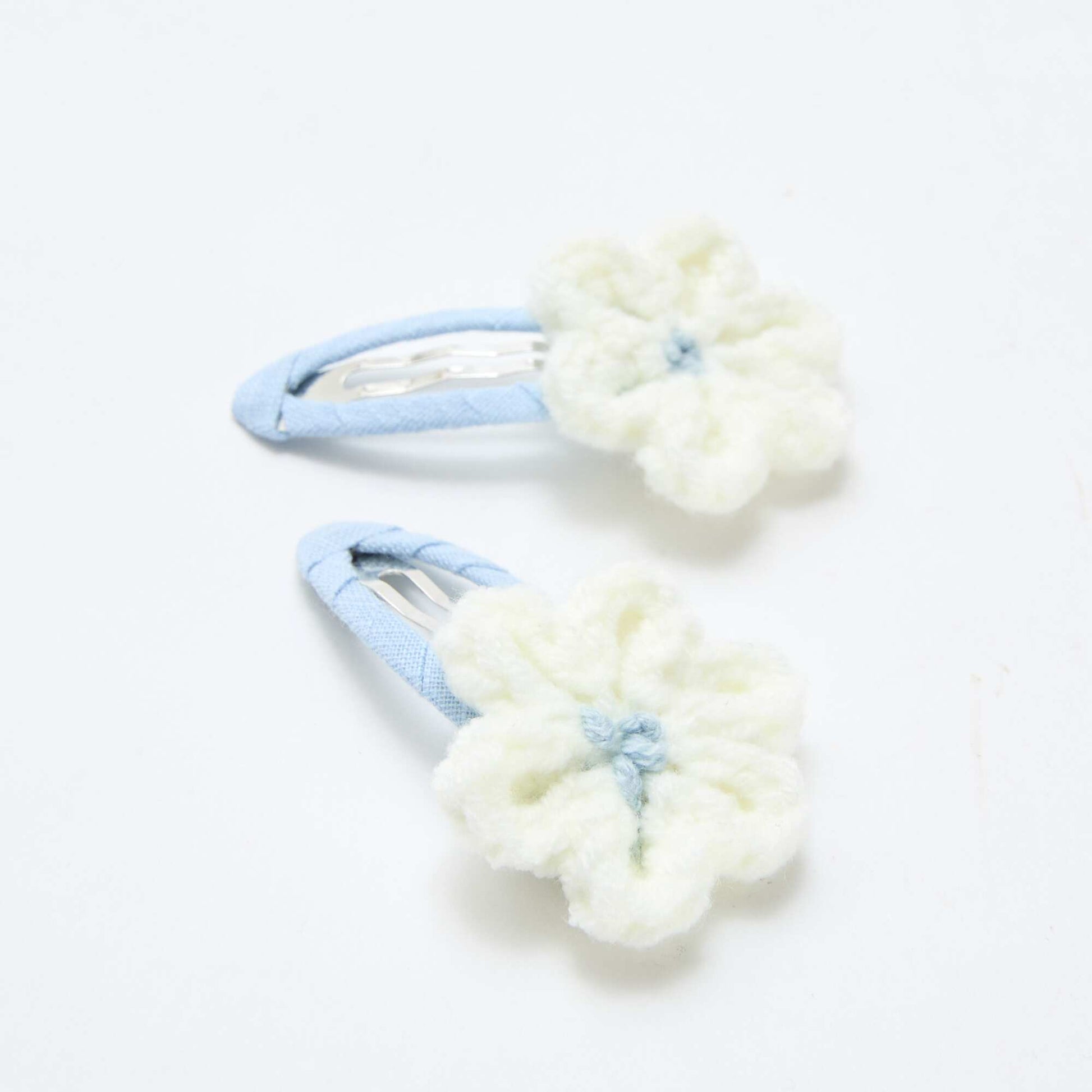 Lot de 2 pinces clic clac en macramé BLANC