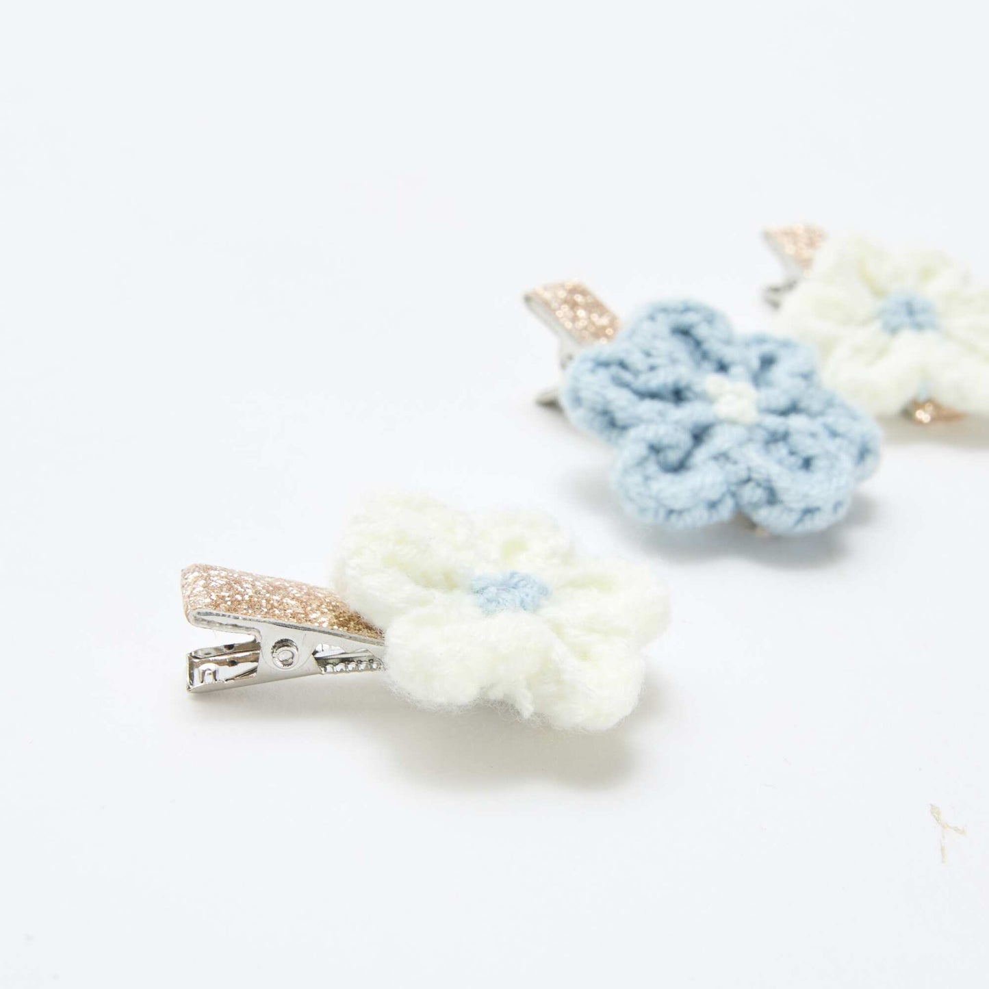 Lot de 3 pinces croco en macramé BLEU