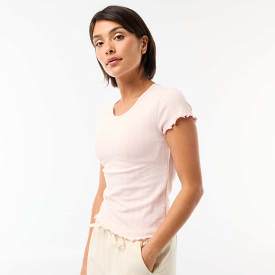 Tee-shirt imprimé en maille pointelle ROSE