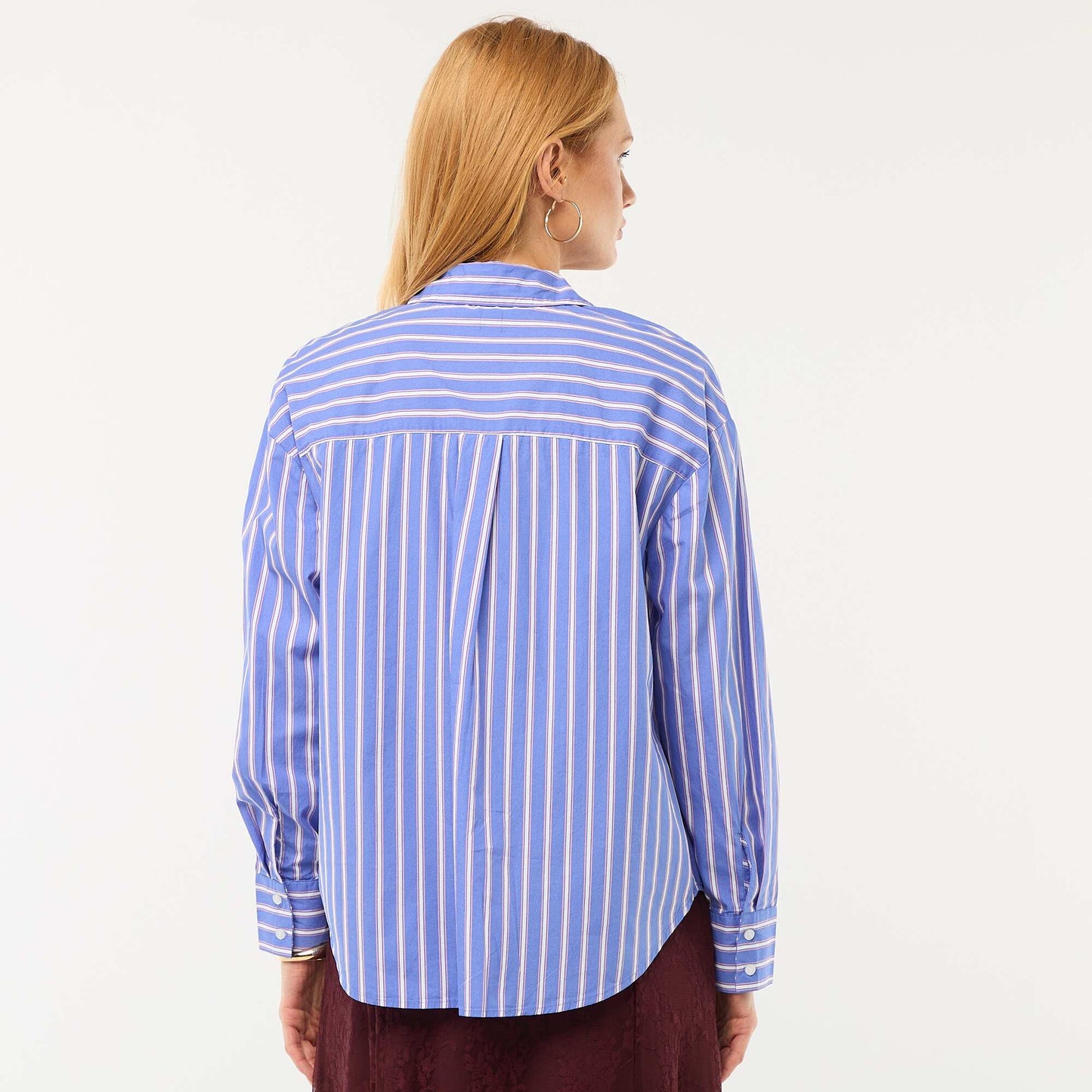 Chemise en popeline à manches longues BLEU
