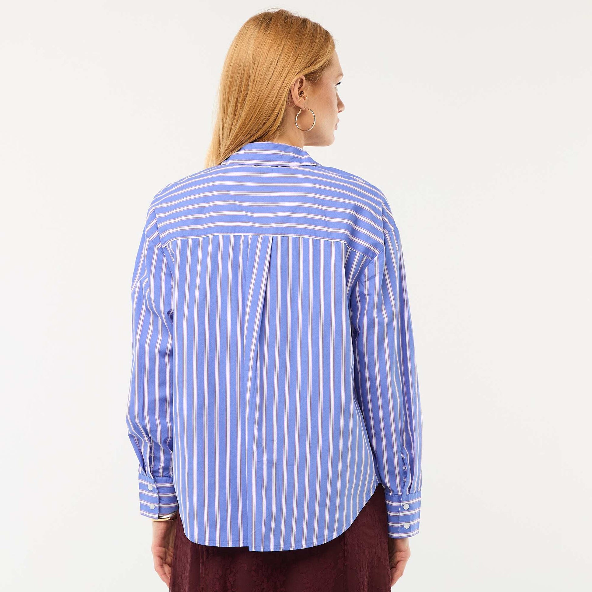 Chemise en popeline à manches longues BLEU