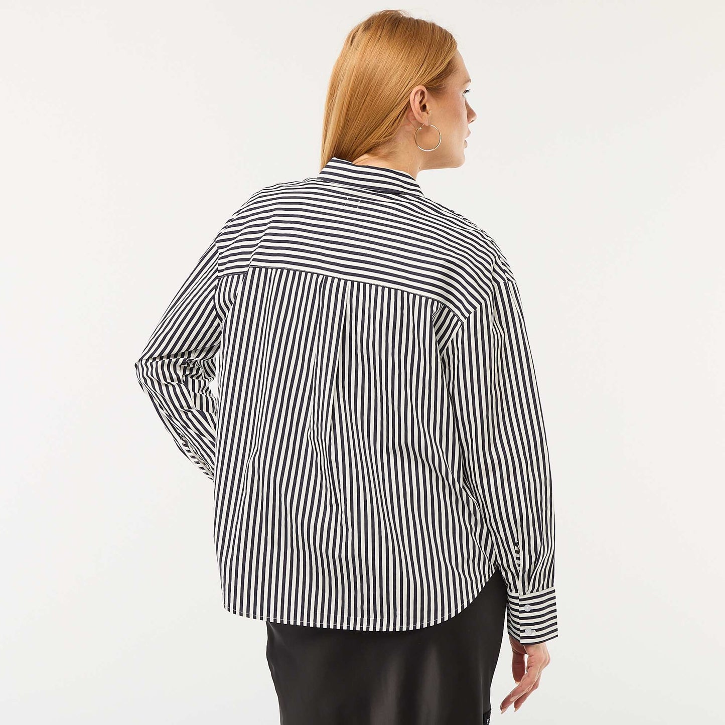 Chemise en popeline à manches longues BLEU