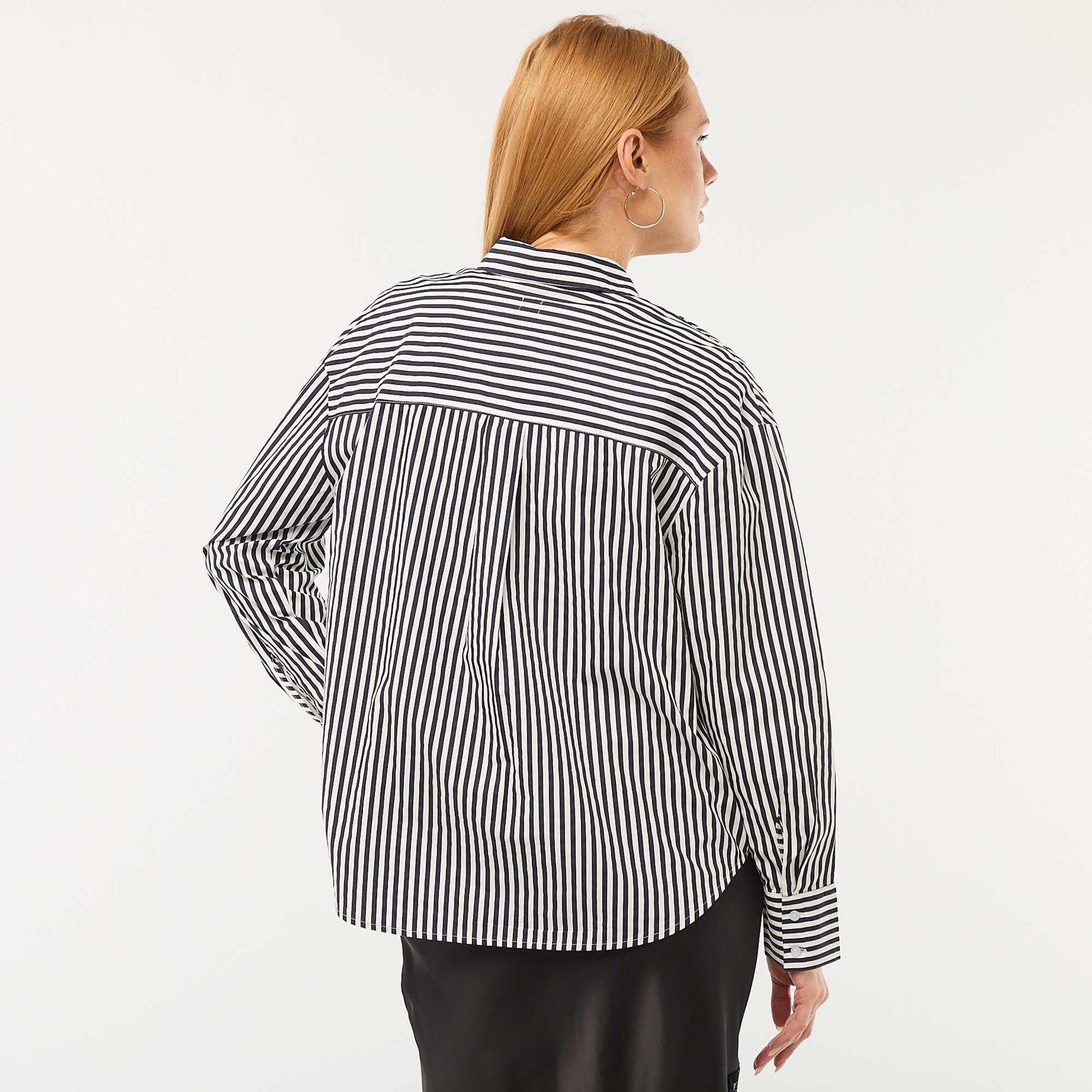 Chemise en popeline à manches longues BLEU