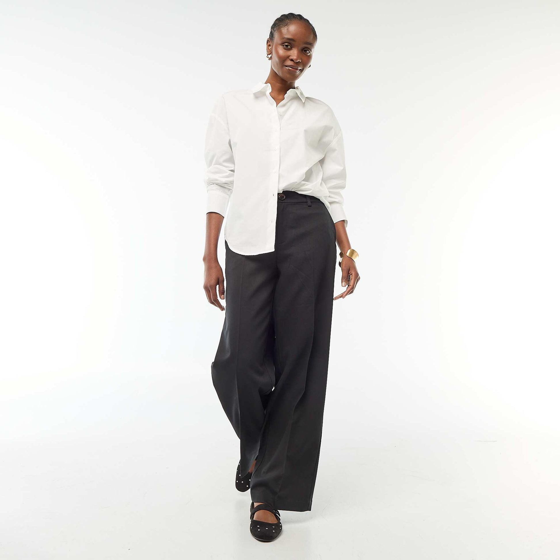 Chemise en popeline à manches longues BLANC