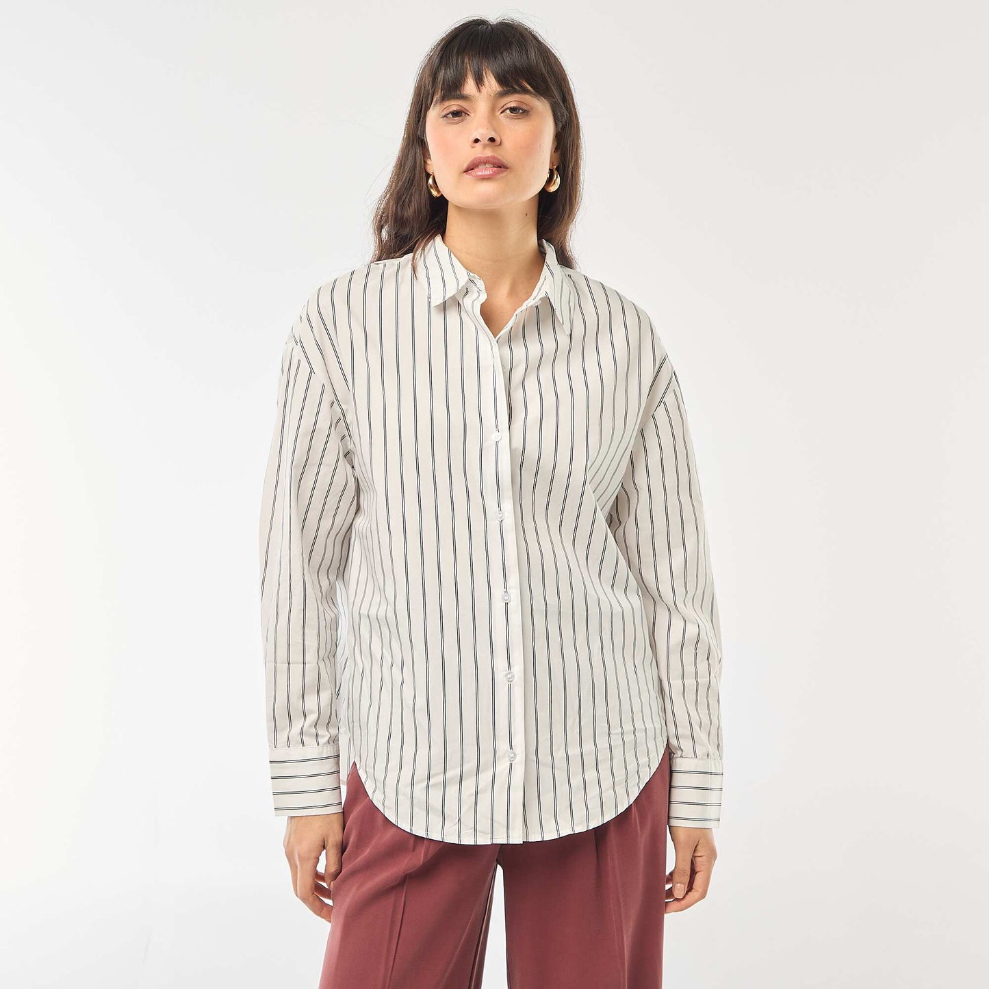 Chemise en popeline à manches longues BLANC