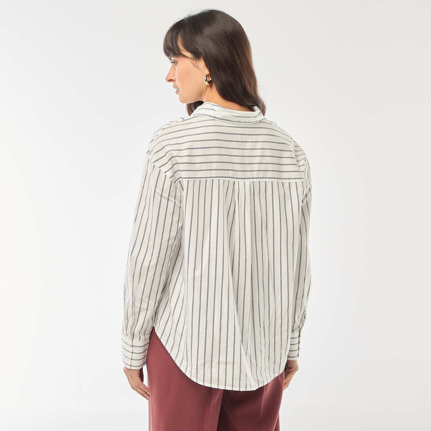 Chemise en popeline à manches longues BLANC