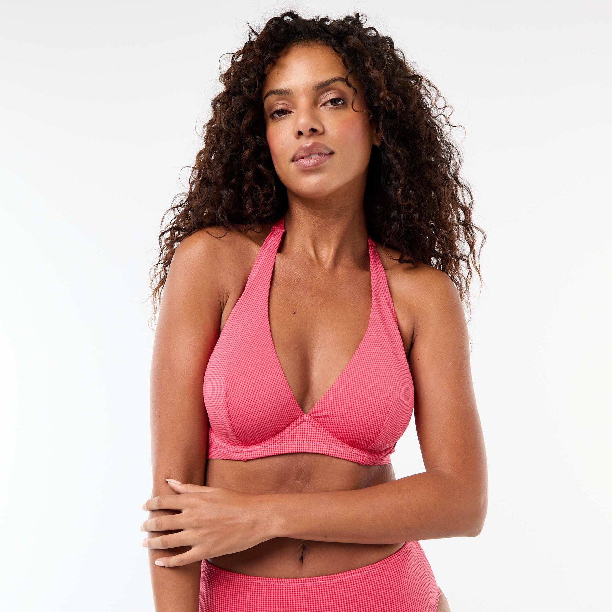 Soutien-gorge de bain bonnet D&E imprimé vichy ROUGE