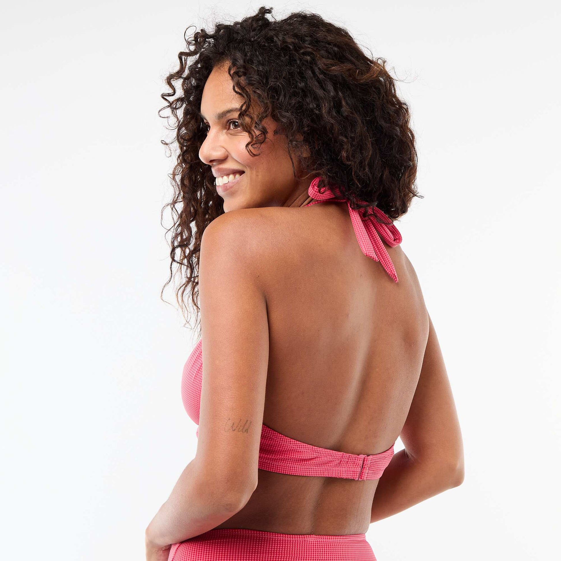 Soutien-gorge de bain bonnet D&E imprimé vichy ROUGE