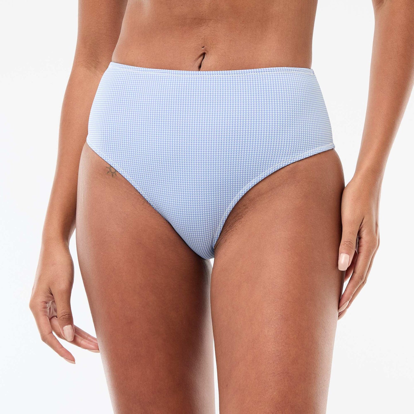 Culotte de bain taille haute imprimé vichy BLEU