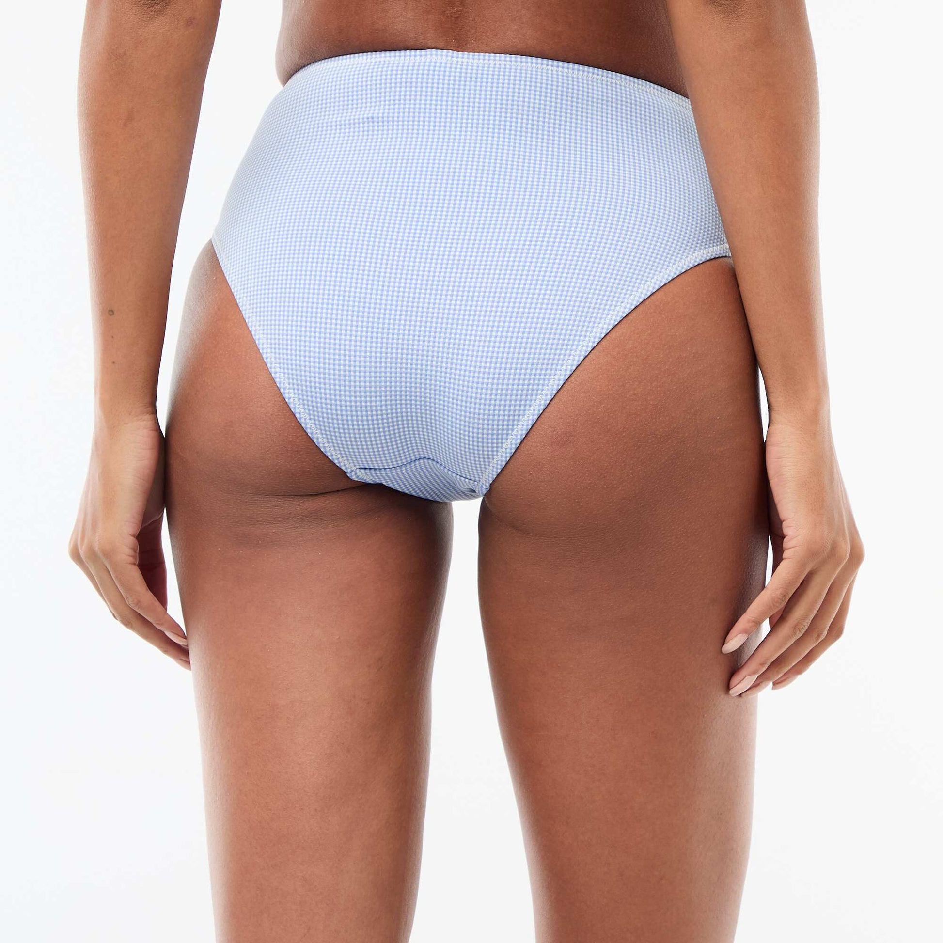 Culotte de bain taille haute imprimé vichy BLEU