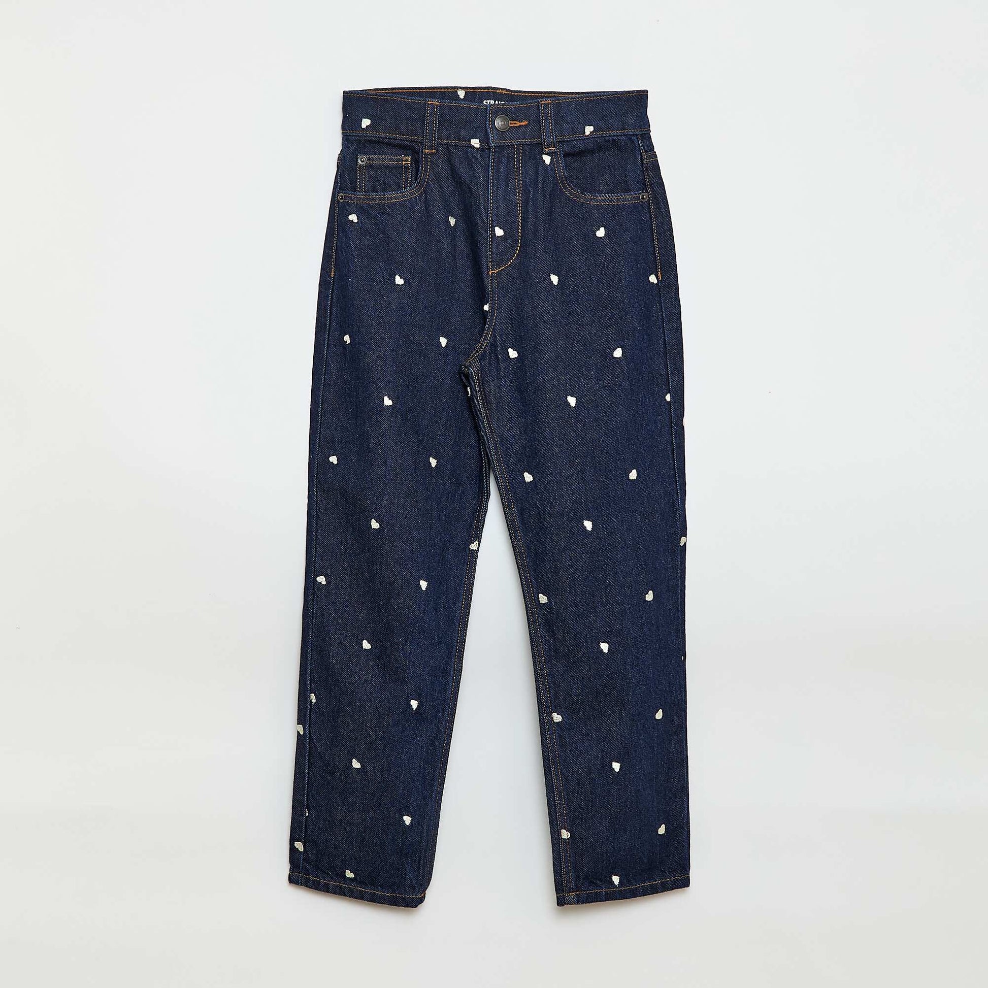 Pantalon droit en denim avec motif BLEU