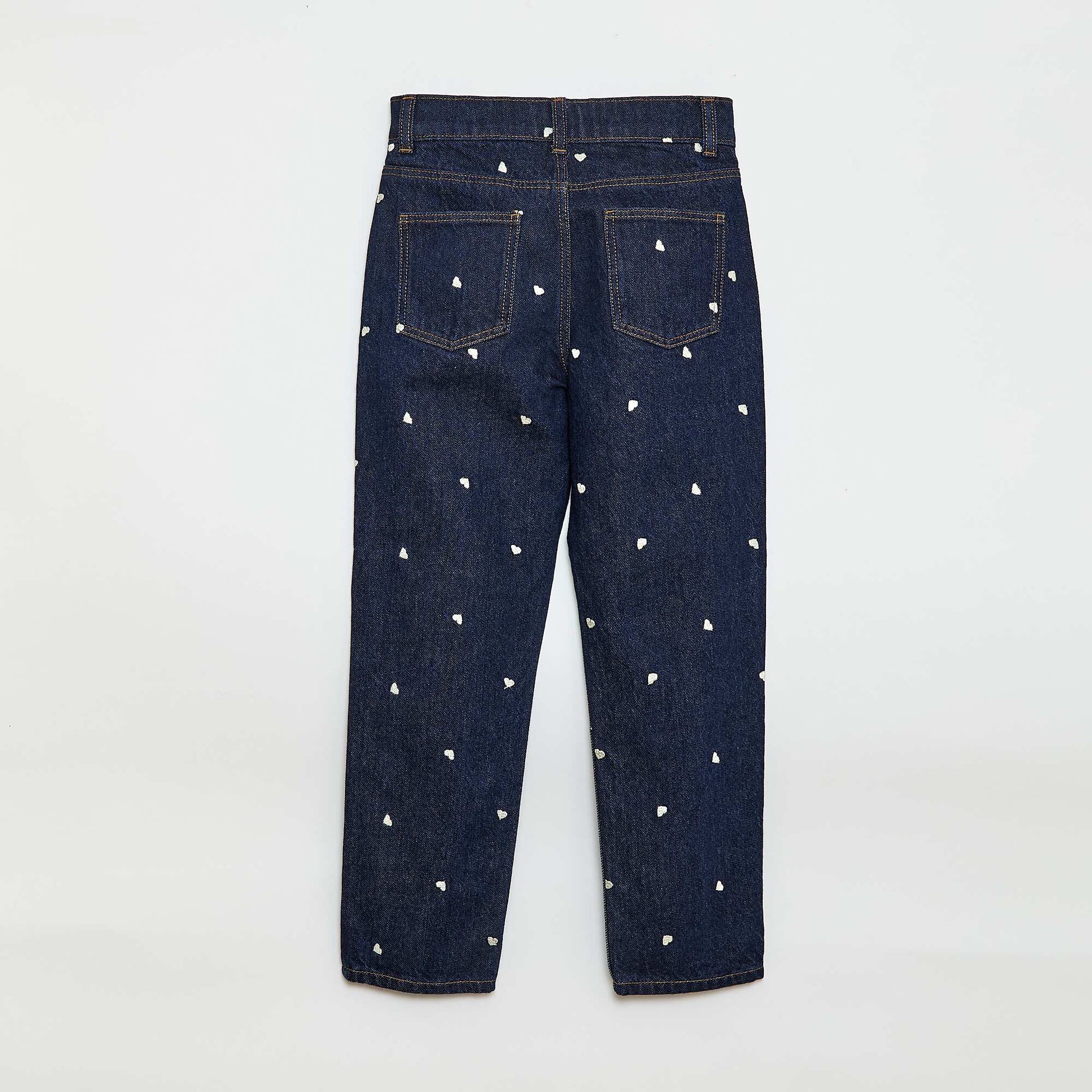 Pantalon droit en denim avec motif BLEU