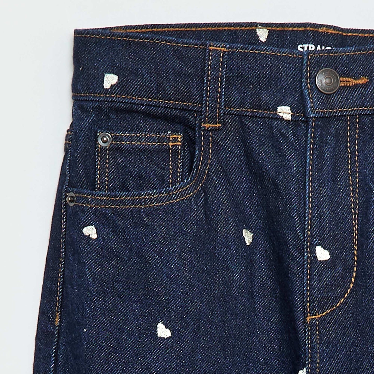 Pantalon droit en denim avec motif BLEU