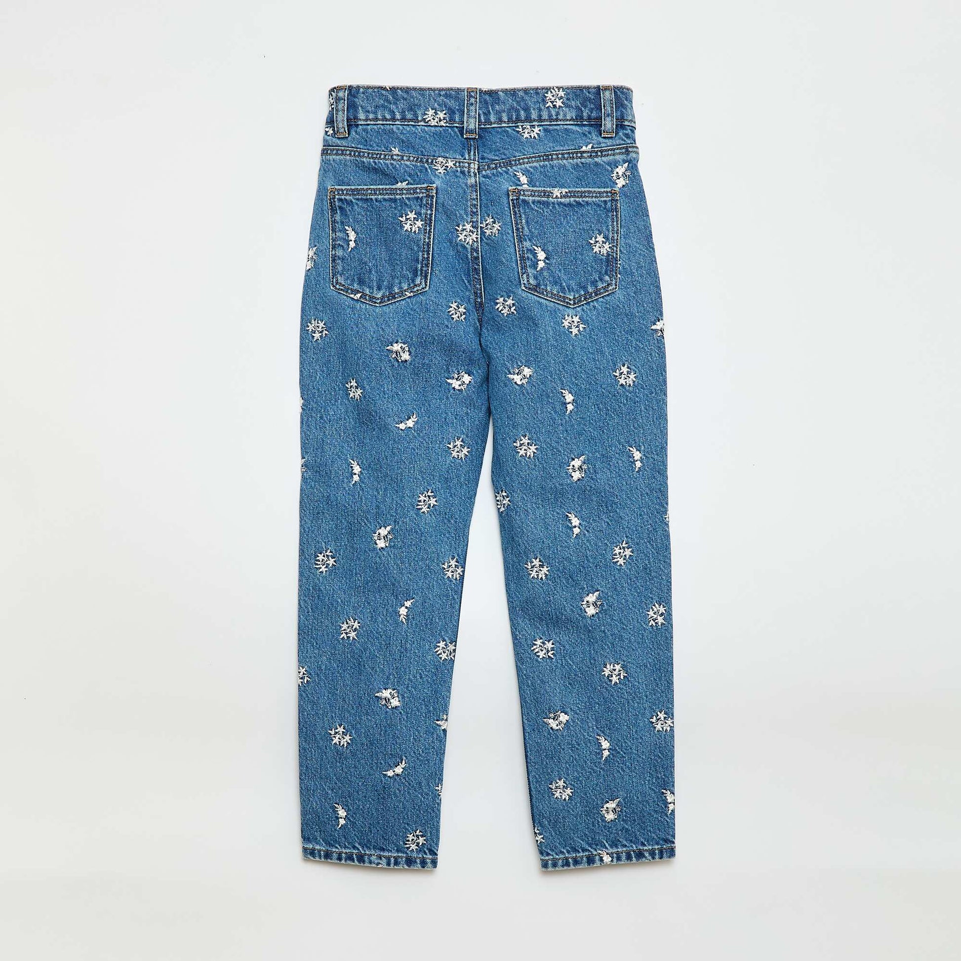 Pantalon droit en denim avec motif BLEU