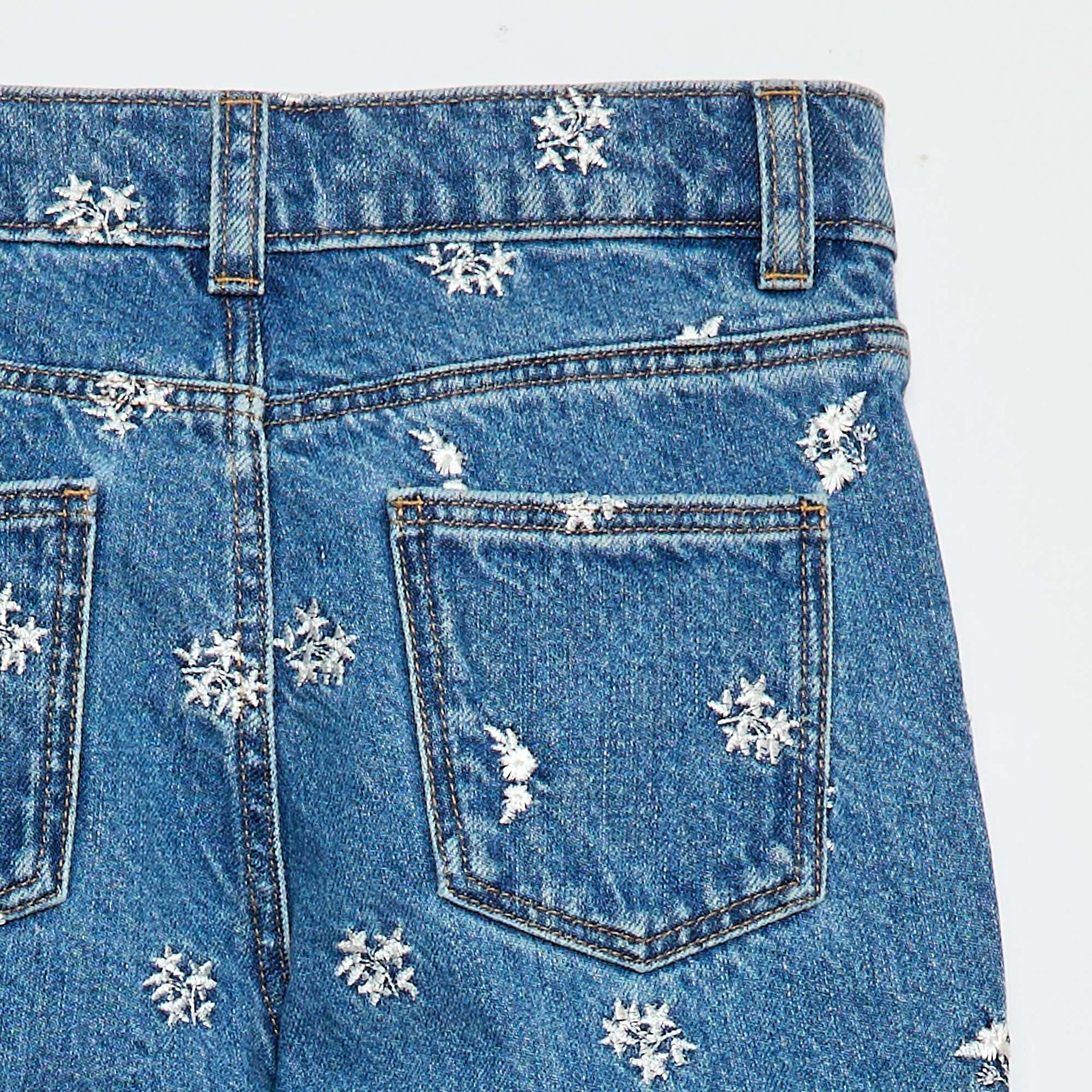 Pantalon droit en denim avec motif BLEU
