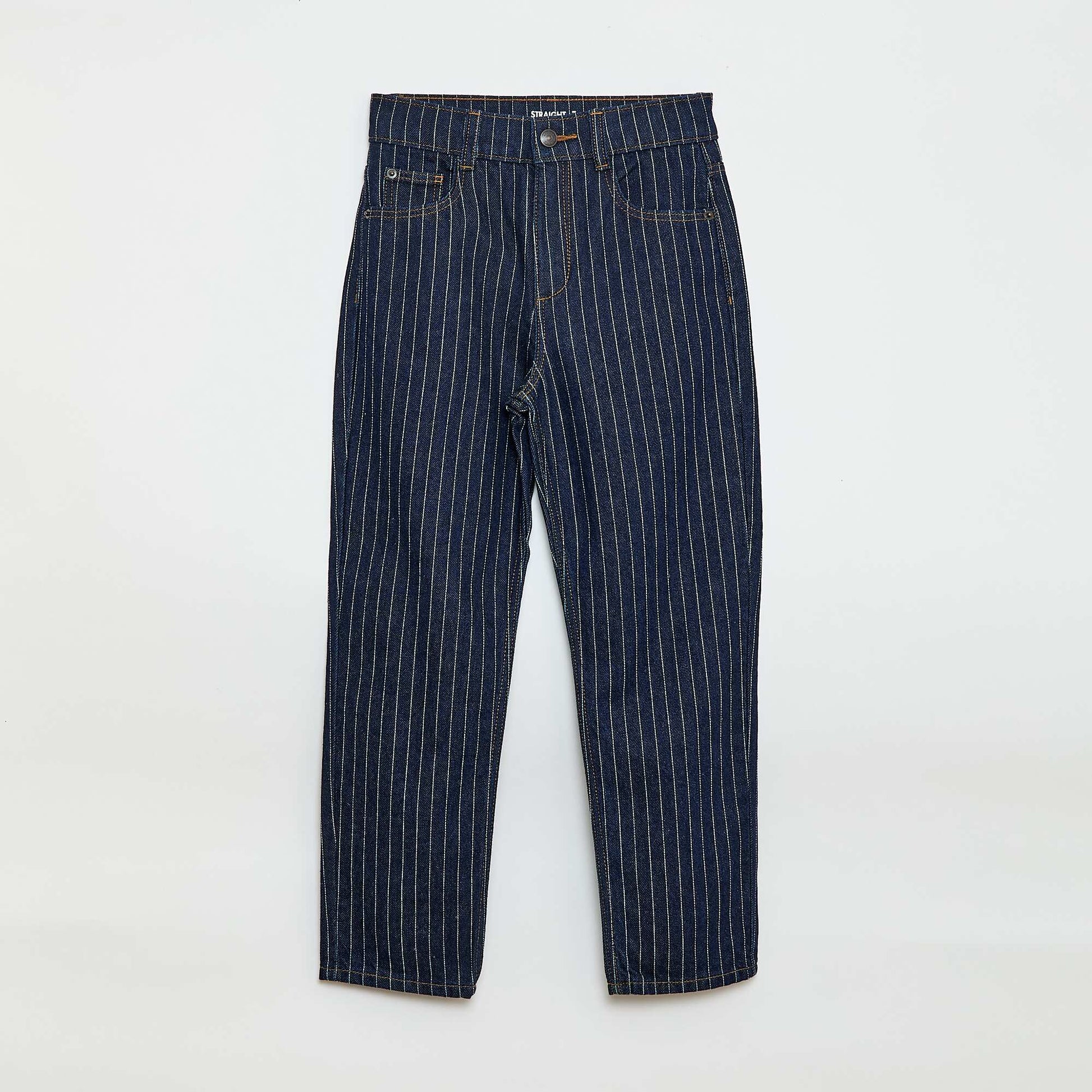 Pantalon droit en denim avec motif BLEU